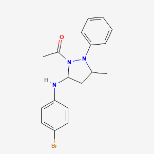 molecular formula C18H20BrN3O B4007318 2-乙酰基-N-(4-溴苯基)-5-甲基-1-苯基-3-吡唑烷胺 