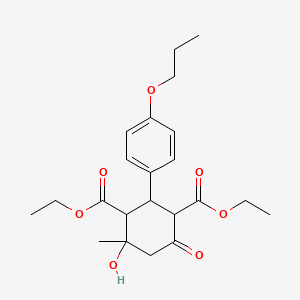 molecular formula C22H30O7 B4007333 diethyl 4-hydroxy-4-methyl-6-oxo-2-(4-propoxyphenyl)-1,3-cyclohexanedicarboxylate 