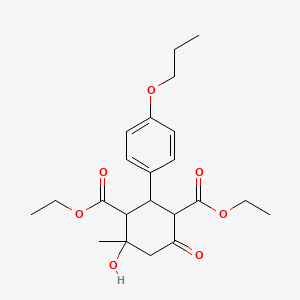 molecular formula C22H30O7 B4007333 4-羟基-4-甲基-6-氧代-2-(4-丙氧苯基)-1,3-环己烷二甲酯 