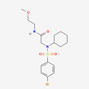 molecular formula C17H25BrN2O4S B4007336 N~2~-[(4-bromophenyl)sulfonyl]-N~2~-cyclohexyl-N~1~-(2-methoxyethyl)glycinamide 
