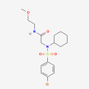 molecular formula C17H25BrN2O4S B4007336 N~2~-[(4-溴苯基)磺酰基]-N~2~-环己基-N~1~-(2-甲氧基乙基)甘氨酰胺 