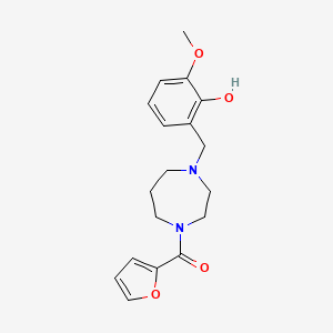 molecular formula C18H22N2O4 B4007372 2-{[4-(2-呋喃甲酰)-1,4-二氮杂环-1-基]甲基}-6-甲氧基苯酚 