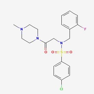 molecular formula C20H23ClFN3O3S B4007374 4-chloro-N-(2-fluorobenzyl)-N-[2-(4-methyl-1-piperazinyl)-2-oxoethyl]benzenesulfonamide 