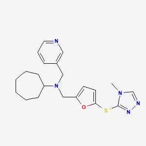 molecular formula C21H27N5OS B4007430 N-({5-[(4-甲基-4H-1,2,4-三唑-3-基)硫]-2-呋喃基}甲基)-N-(吡啶-3-基甲基)环庚胺 