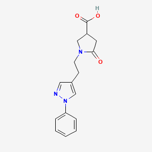 molecular formula C16H17N3O3 B4007509 5-oxo-1-[2-(1-phenyl-1H-pyrazol-4-yl)ethyl]pyrrolidine-3-carboxylic acid 