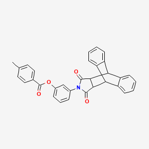 molecular formula C32H23NO4 B4007520 3-(16,18-dioxo-17-azapentacyclo[6.6.5.0~2,7~.0~9,14~.0~15,19~]nonadeca-2,4,6,9,11,13-hexaen-17-yl)phenyl 4-methylbenzoate 