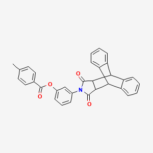 molecular formula C32H23NO4 B4007520 3-(16,18-二氧杂-17-氮杂五环[6.6.5.0~2,7~.0~9,14~.0~15,19~]十九-2,4,6,9,11,13-六烯-17-基)苯基 4-甲基苯甲酸酯 