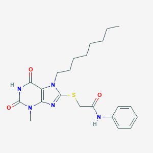 molecular formula C22H29N5O3S B400753 2-[(3-methyl-7-octyl-2,6-dioxo-2,3,6,7-tetrahydro-1H-purin-8-yl)sulfanyl]-N-phenylacetamide CAS No. 301354-15-4