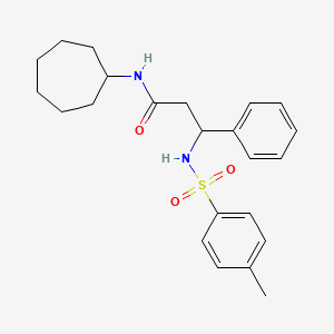 molecular formula C23H30N2O3S B4007532 N-cycloheptyl-3-{[(4-methylphenyl)sulfonyl]amino}-3-phenylpropanamide 