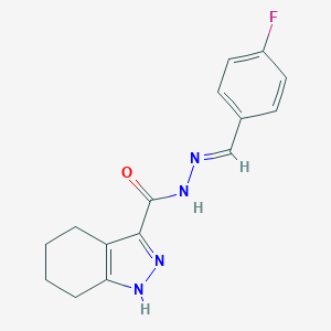 molecular formula C15H15FN4O B400758 N'-[(E)-(4-fluorophenyl)methylidene]-4,5,6,7-tetrahydro-1H-indazole-3-carbohydrazide CAS No. 1477483-24-1
