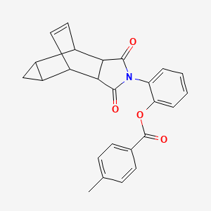 2-(3,5-dioxo-4-azatetracyclo[5.3.2.0~2,6~.0~8,10~]dodec-11-en-4-yl)phenyl 4-methylbenzoate