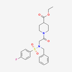 molecular formula C23H27FN2O5S B4007629 1-{N-苄基-N-[(4-氟苯基)磺酰基]甘氨酰}-4-哌啶甲酸乙酯 