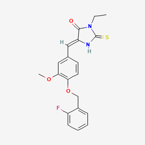 molecular formula C20H19FN2O3S B4007637 3-乙基-5-{4-[(2-氟苄基)氧基]-3-甲氧基苄叉亚甲基}-2-硫代-4-咪唑烷二酮 