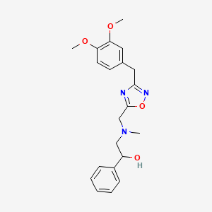 molecular formula C21H25N3O4 B4007648 2-[{[3-(3,4-dimethoxybenzyl)-1,2,4-oxadiazol-5-yl]methyl}(methyl)amino]-1-phenylethanol 