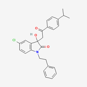 molecular formula C27H26ClNO3 B4007693 5-氯-3-羟基-3-[2-(4-异丙基苯基)-2-氧代乙基]-1-(2-苯乙基)-1,3-二氢-2H-吲哚-2-酮 