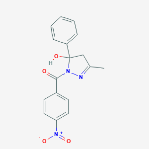 molecular formula C17H15N3O4 B400772 1-({4-nitrophenyl}carbonyl)-3-methyl-5-phenyl-4,5-dihydro-1H-pyrazol-5-ol CAS No. 82366-02-7