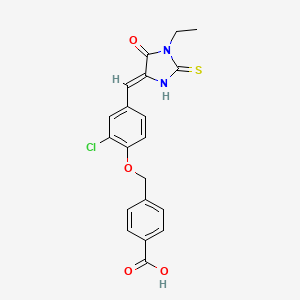 4-({2-chloro-4-[(1-ethyl-5-oxo-2-thioxo-4-imidazolidinylidene)methyl]phenoxy}methyl)benzoic acid