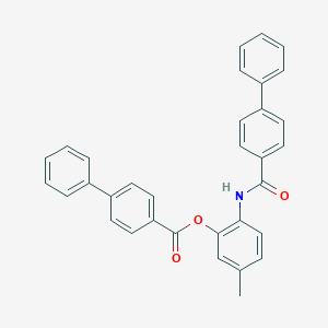 molecular formula C33H25NO3 B400775 2-[([1,1'-Biphenyl]-4-ylcarbonyl)amino]-5-methylphenyl [1,1'-biphenyl]-4-carboxylate 