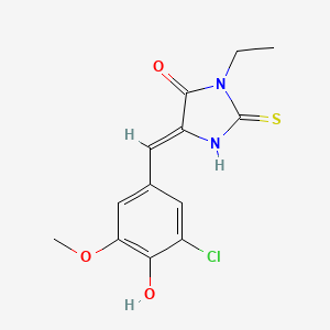 molecular formula C13H13ClN2O3S B4007753 5-(3-氯-4-羟基-5-甲氧基苄叉)-3-乙基-2-硫代-4-咪唑烷二酮 