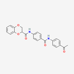 molecular formula C24H20N2O5 B4007832 N-(4-{[(4-acetylphenyl)amino]carbonyl}phenyl)-2,3-dihydro-1,4-benzodioxine-2-carboxamide 