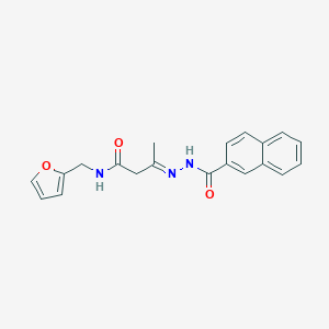 molecular formula C20H19N3O3 B400785 N-(2-furylmethyl)-3-(2-naphthoylhydrazono)butanamide 