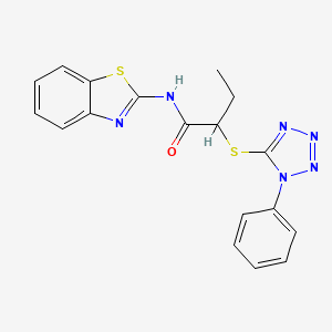 molecular formula C18H16N6OS2 B4007851 N-1,3-benzothiazol-2-yl-2-[(1-phenyl-1H-tetrazol-5-yl)thio]butanamide 