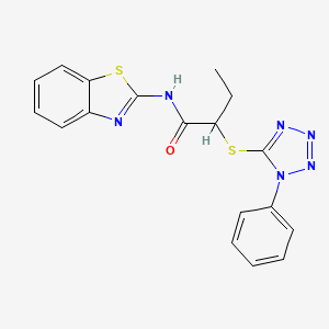 molecular formula C18H16N6OS2 B4007851 N-1,3-苯并噻唑-2-基-2-[(1-苯基-1H-四唑-5-基)硫]丁酰胺 