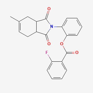 2-(5-methyl-1,3-dioxo-1,3,3a,4,7,7a-hexahydro-2H-isoindol-2-yl)phenyl 2-fluorobenzoate