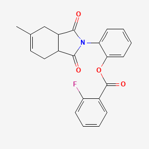 molecular formula C22H18FNO4 B4007871 2-(5-甲基-1,3-二氧代-1,3,3a,4,7,7a-六氢-2H-异吲哚-2-基)苯基 2-氟苯甲酸酯 