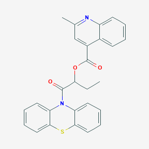 molecular formula C27H22N2O3S B4007889 1-(10H-phenothiazin-10-ylcarbonyl)propyl 2-methyl-4-quinolinecarboxylate 