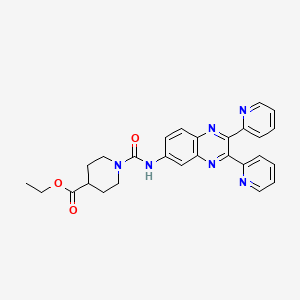 molecular formula C27H26N6O3 B4007893 1-{[(2,3-二-2-吡啶基-6-喹喔啉基)氨基]羰基}-4-哌啶羧酸乙酯 