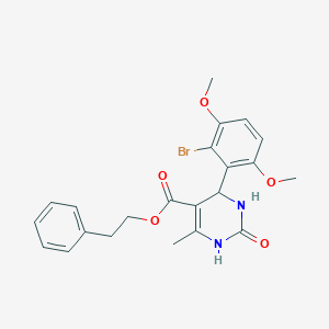 molecular formula C22H23BrN2O5 B400790 2-Phenylethyl 6-(2-bromo-3,6-dimethoxyphenyl)-2-hydroxy-4-methyl-1,6-dihydropyrimidine-5-carboxylate CAS No. 314032-04-7