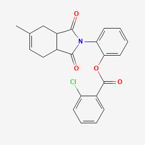 molecular formula C22H18ClNO4 B4007953 2-(5-甲基-1,3-二氧代-1,3,3a,4,7,7a-六氢-2H-异吲哚-2-基)苯基 2-氯苯甲酸酯 