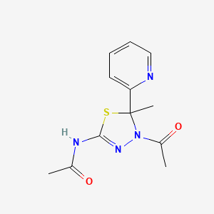 molecular formula C12H14N4O2S B4008020 N-[4-乙酰基-5-甲基-5-(2-吡啶基)-4,5-二氢-1,3,4-噻二唑-2-基]乙酰胺 