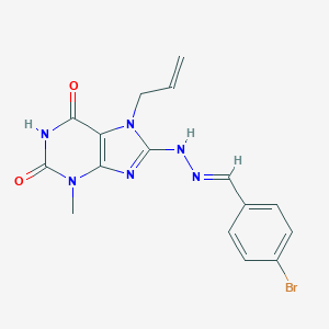 molecular formula C16H15BrN6O2 B400803 4-bromobenzaldehyde (3-methyl-2,6-dioxo-7-prop-2-enyl-2,3,6,7-tetrahydro-1H-purin-8-yl)hydrazone CAS No. 331236-35-2