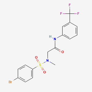 molecular formula C16H14BrF3N2O3S B4008060 N~2~-[(4-bromophenyl)sulfonyl]-N~2~-methyl-N~1~-[3-(trifluoromethyl)phenyl]glycinamide 
