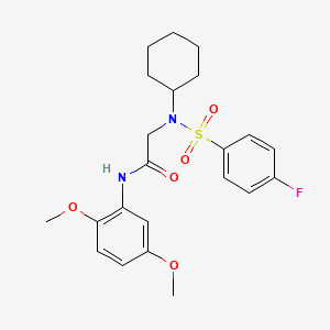 molecular formula C22H27FN2O5S B4008064 N~2~-cyclohexyl-N~1~-(2,5-dimethoxyphenyl)-N~2~-[(4-fluorophenyl)sulfonyl]glycinamide 