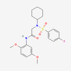 molecular formula C22H27FN2O5S B4008064 N~2~-环己基-N~1~-(2,5-二甲氧基苯基)-N~2~-[(4-氟苯基)磺酰基]甘氨酰胺 