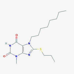 molecular formula C17H28N4O2S B400807 3-methyl-7-octyl-8-(propylsulfanyl)-3,7-dihydro-1H-purine-2,6-dione CAS No. 301195-29-9
