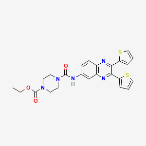 molecular formula C24H23N5O3S2 B4008084 ethyl 4-{[(2,3-di-2-thienyl-6-quinoxalinyl)amino]carbonyl}-1-piperazinecarboxylate 