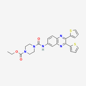 molecular formula C24H23N5O3S2 B4008084 4-{[(2,3-二-2-噻吩基-6-喹喔啉基)氨基]羰基}-1-哌嗪羧酸乙酯 