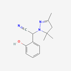 molecular formula C14H17N3O B4008089 (2-hydroxyphenyl)(3,5,5-trimethyl-4,5-dihydro-1H-pyrazol-1-yl)acetonitrile 