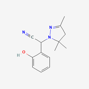 (2-hydroxyphenyl)(3,5,5-trimethyl-4,5-dihydro-1H-pyrazol-1-yl)acetonitrile