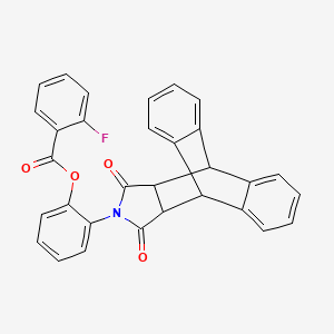 2-(16,18-dioxo-17-azapentacyclo[6.6.5.0~2,7~.0~9,14~.0~15,19~]nonadeca-2,4,6,9,11,13-hexaen-17-yl)phenyl 2-fluorobenzoate