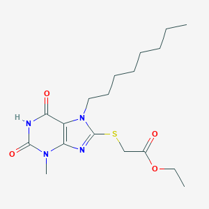 molecular formula C18H28N4O4S B400811 ethyl [(3-methyl-7-octyl-2,6-dioxo-2,3,6,7-tetrahydro-1H-purin-8-yl)sulfanyl]acetate CAS No. 313552-37-3