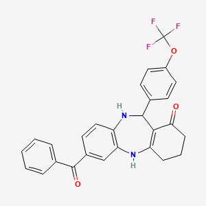 molecular formula C27H21F3N2O3 B4008164 7-苯甲酰-11-[4-(三氟甲氧基)苯基]-2,3,4,5,10,11-六氢-1H-二苯并[b,e][1,4]二氮杂卓-1-酮 