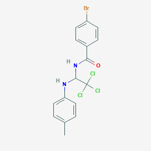 molecular formula C16H14BrCl3N2O B400818 4-bromo-N-[2,2,2-trichloro-1-(4-toluidino)ethyl]benzamide 