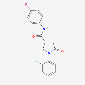 molecular formula C17H14ClFN2O2 B4008180 1-(2-chlorophenyl)-N-(4-fluorophenyl)-5-oxo-3-pyrrolidinecarboxamide 