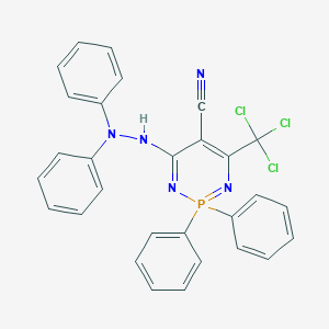 molecular formula C29H21Cl3N5P B400820 4-(2,2-Diphenylhydrazino)-2,2-diphenyl-6-(trichloromethyl)-1,3,2lambda~5~-diazaphosphinine-5-carbonitrile 