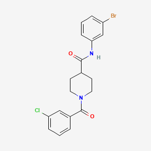 molecular formula C19H18BrClN2O2 B4008269 N-(3-溴苯基)-1-(3-氯苯甲酰)-4-哌啶甲酰胺 